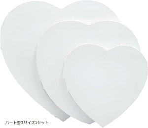 キャンバス 画材 ハート 六角形 円形 3サイズ 絵画ボード 木製フレーム(ホワイト)
