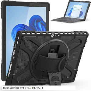 Microsoft L[{[hΉیP[X Surface Pro 7+/7/6/5/4/LTEΉ(Black, Surface Pro 7+/7/6/5/4)