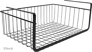 吊り下げ棚 収納 カゴ バスケット ラック 戸棚 戸棚下 掛け式 スチール製 工具不要 省スペース 多機能(ブラック)