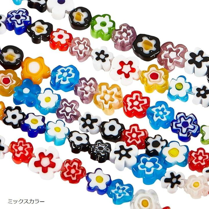 楽天市場】112個 ミルフィオリガラスビーズ 6.4～9mm ミッレフィオーリ 