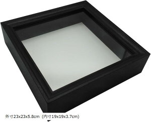 標本箱 シーラケース 昆虫 小型 木製 MDF(ブラック, 23x23x5.8cm)