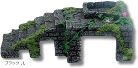 シェルター 爬虫類 飼育 テラリウム 亀 水槽 オブジェ 陸地 イモリ (ブラック, L)