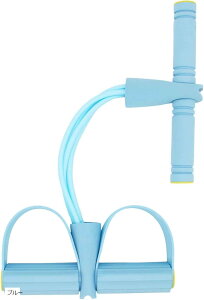 トレーニングチューブ 筋トレ グッズ 腹筋 背筋 ゴム バンド 健康 器具 運動 ローイングマシン ストレッチ ブルー (ブルー)