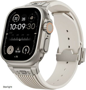 Apple watch �o���h Ultra 3 2 1 �Ή� 49mm Series 10 8 7 6 5 46mm 45mm 44mm ������� �A�b�v���E�H�b�` �V���R�� �X�e�����X �E���g���o���h �X�|�[�c (Starlight)
