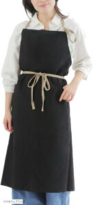 リネン エプロン ポケット2個付き フリーサイズ ロング丈 肩紐 腰紐 首かけ タイプ おしりが隠れる 男女兼用 ユニセックス レディース 女性用 メンズ 男性用 軽い おしゃれ ワーク(バイカラ