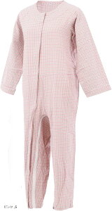 【楽天ランキング1位入賞】理学療法士監修介護パジャマ 介護つなぎパジャマ 通年用 柔らかく肌ざわり優しい生地 介護用パジャマ おむついじり防止 (ピンク, S)