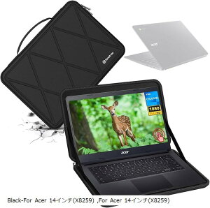 �݊��i �n�[�hEVA�ی�X���[�u�P�[�X 14�C���` Acer Chromebook 314-CB314-3H-C41F�ȂǂɓK�p �n�[�h�P�[�X �h�� (Black-For Acer 14�C���`, For Acer 14�C���`(X8259))