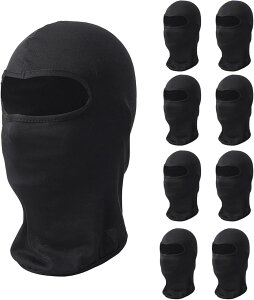 目出し帽 フェイスマスク 9枚セット フェイスカバー ブラック アーミー UVカット 自転車 バラクラバ BMX バイク(ブラック)