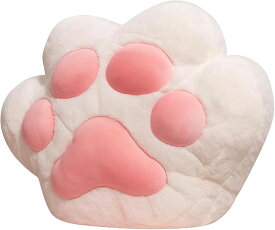 肉球 クッション ふわふわ かわいい もこもこ 枕 お昼寝 ポケット付き 座椅子 座布団 チェア 抱き枕 背もたれ 腰 パット 軽量 オフィス リビング (ホワイトピンク, 40x35cm)