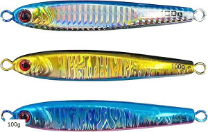 メタルジグ ルアー 疑似餌 3個セット アオモノ ジギング ライトジギング オフショアジギング(ブルー、ピンク、ゴールド、ブルーピンク, 100g)