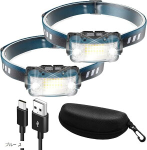 �Z���J�m �w�b�h���C�g USB�[�d�� �l�b�N���C�g 17���ԓ_�� �P�[�X�t�� ���P�x ���L�p �y�� ���^ �Z���T�[���� LED �h�� �h�� �L�����v �o�R �n�C�L���O �ނ� 2�Z�b�g �F (�u���[)