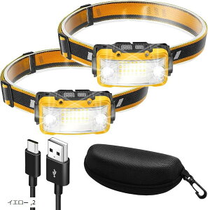 �Z���J�m �w�b�h���C�g USB�[�d�� �l�b�N���C�g 17���ԓ_�� �P�[�X�t�� ���P�x ���L�p �y�� ���^ �Z���T�[���� LED �h�� �h�� �L�����v �o�R �n�C�L���O �ނ� 2�Z�b�g ���F (�C�G���[)