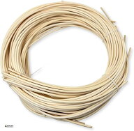 籐 丸芯 ラタン 籐編み 材料 工芸 手芸 DIY 素材 キット 無染色 250g (ナチュラル, 4mm)