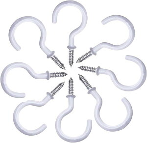 ねじフック ねじ込み 木ネジフック 天井用吊りフック スクリューフック シーリングフック カップ天井フック 20個 セット ホワイト(白)