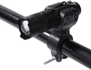 自転車フロントランプ 自転車LED懐中電灯 自転車LEDライト 高性能 防水ズーム 360度調整可能 釣り (ブラック)