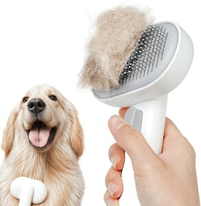 ペット用ブラシ 犬用ブラシ 猫ブラシ ステッカー付 抜け毛取り ブラッシングブラシ マッサージブラシ スリッカーブラシ 毛玉取りブラシ 丸洗い可能 水洗い可能 皮膚に優しい(ホワイト)