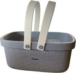 バスケット 大サイズ 洗面用具 風呂 かご 洗濯カゴ 収納 手提げ 洗濯物 ランドリー シャワー 水切り 温泉 銭湯 スパ バスルーム (グレー)