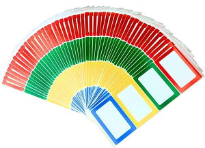 名前ラベル ネーム手書きシール 4色ラベル 各50枚 計200枚 名札 分類用 ステッカー カラーラベル ネームタグ 防水 (赤、緑、黄色、青)