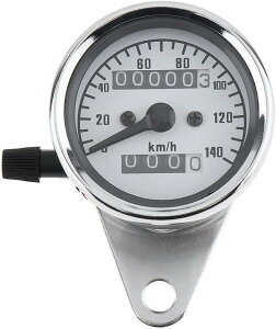 互換品 スピードメーター バイク用 機械式 12V 140km/h 汎用 最大速度表示 照明