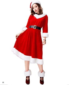 【楽天ランキング1位入賞】サンタコスプレ レディース クリスマス 仮装 ワンピース M (M)