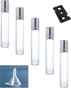 ロールオンボトル 艶消しガラス アロマ瓶 銀色蓋 小分け 容器 漏斗 オープナー 付き 10ml 20個 セット