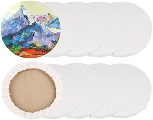 【楽天ランキング1位入賞】キャンバス 丸 15cm 10枚セット 張りキャンバス 木枠 画材 絵画 ボード 油絵 水彩画(ホワイト)