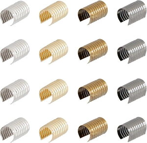 200個 アイアンタッセルエンドコード 4色 レザーロープクリップ 円筒ファスナー(ミックスカラー)