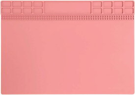 磁気なし 作業マット 350 x 250 mm 耐熱シリコン製 はんだ作業 電子機器の分解修理 限定カラー ベビーピンク(ピンク)