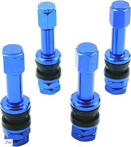 互換品 互換 エアーバルブ 汎用 車 バイク タイヤ チューブレス ロング アルミ 11.5mm リム Rays TE37 4個セット BU(ブルー)