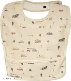 【楽天ランキング1位入賞】お食事エプロン 保育士監修 柔らか素材 保育園 3Dポケット 洗濯機OK 名前タグ付き はたらくくるま (はたらくくるま)
