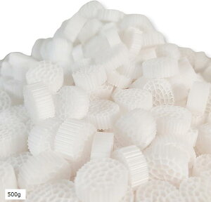 流動ろ材 Φ25 多孔質濾過 厚み10mm 37穴 フィルター材料 水槽用品 ろ過材 生物濾過 バクテリア 微生物 床 MBBR 約25mmx10mm 500g (500g)