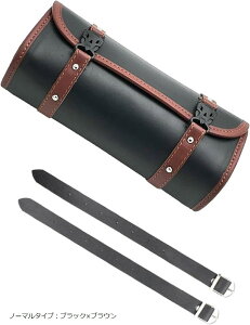 互換品 バイク サイド バッグ 汎用 小物入れ 工具入れ 防水 撥水 自転車 ブラック ブラウン スタッズ コンパクト 丸型 四角型 bikesidebag-normal-brown (ノーマルタイプ:ブラックxブラウン)