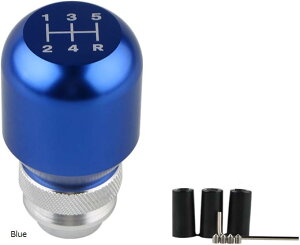 互換品 シフトノブ 5速 MT アルミ 高さ調整 汎用 M8 M10 M12 アダプター付き Blue (Blue)