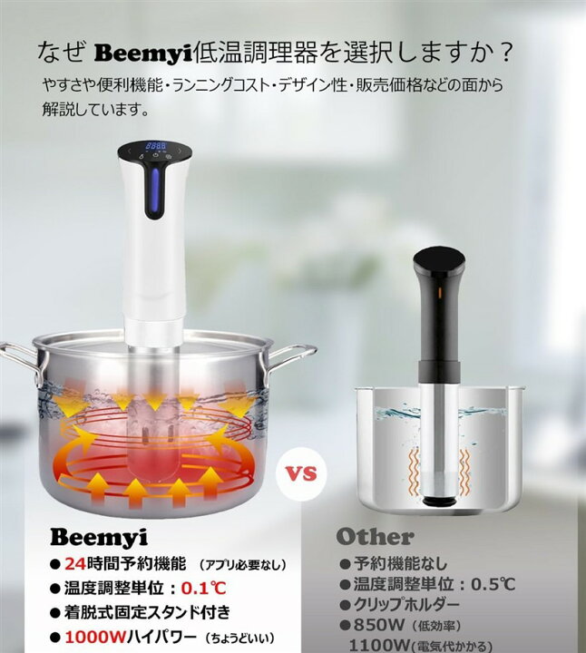 楽天市場】低温調理器 真空調理器 スロークッカーbeemyi 24時間 予約 