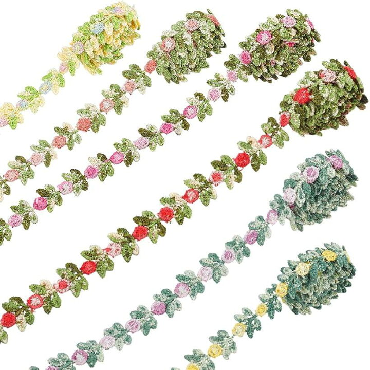 楽天市場】6色 手芸ブレード 刺繍 花柄 レースリボン カラフル 