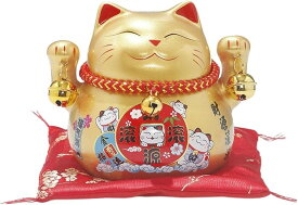 招き猫 置物 おしゃれ 貯金箱 新築祝い 開店祝い 贈り物 まねきねこ 金色 (ゴールド)
