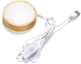 木製 ディスプレイ スタンド LED ライト ベース 暖色系 台座 USB (暖色)