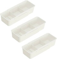 収納ボックス 収納ケース 台所収納 伸縮式 引き出し収納 27x9.7x6.3cm 3個セット (ホワイト)