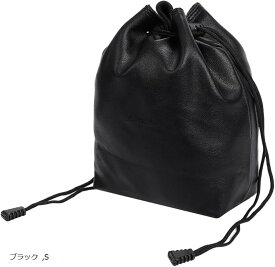 カメラバッグ 巾着バッグ 一眼レフ ケース 小型 おしゃれ 軽量 (ブラック, S)