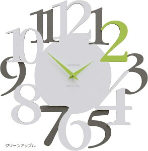 イタリア工房の熟練職人による手作り掛時計 壁掛け時計 Russell ヴェルデ・メラ サイズ44x45cm MADE IN ITALY イタリア製 おしゃれ 静音 木製 一生もの ギフト (グリーンアップル)