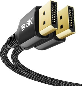 8K DisplayPort �P�[�u�� 3M DP1.4�K�i 8K@60Hz / 4K@144Hz HDR HDCP2.2 DSC1.2a �Ή� 32.4Gbps������ FreeSync �� G-Sync�Ή� ���ϋv (�u���b�N, 3M)