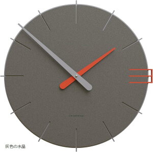 - MIKE マイク 丸型サイレント壁掛け時計 42x42cm イタリアの職人技 モダンデザイン イタリア製 クオーツ機構 ドイツ製 クオーツ・グレー・アルミ・オレンジ(灰色の水晶)