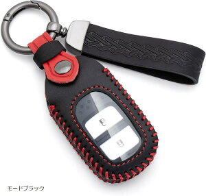 ホンダ キーケース 時を重ねる本物素材 本革 クレイジーホースレザー スマートキーケース キーカバー 耐衝撃 傷防止 新型ヴェゼル シビック ステップワゴン N-BOXスパーダ CR-V (モードブラッ