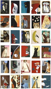 おしゃれで可愛い ポストカード 30枚セット はがきサイズ 北欧 韓国 海外 インテリア 雑貨 ミニポスター (猫)