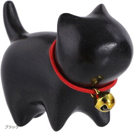 猫 置物 木製 雑貨 ねこぐっず雑貨 ガーデニング猫 ギフト 招き猫 緑檀 黒檀 (ブラック)