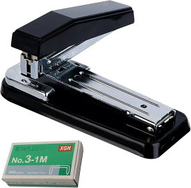 【楽天ランキング1位入賞】改 中型 ホッチキス ステープラー 中綴じ可能 対応針使用で 約35枚綴じ可能 軽量 ポータブル 持ち運び可能 JIS3号針 1000本針付属 業務用 事務用品 文房具 (ブラック)