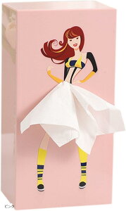 ティッシュケース スカート 縦長 ティッシュボックス ティッシュカバー ティッシュホルダー 縦置き(ピンク, 25.5cm)