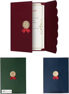 証書ファイル 5冊セット A4 賞状ファイル 賞状ホルダー スポーツ大会 修了証 表彰状 証書ホルダーa4 賞状入れ 軽量 薄型 6色 紙製 まとめ買い おしゃれ 習い事 進級祝い (3色ミックス)