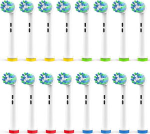 互換品 互換 ブラウン オーラルB 電動歯ブラシ 用の 替えブラシ 対応 マルチアクションブラシ braun oral EB50 やわらか 歯垢除去 カラーリング付 家庭用 16本入 ホワイト (ホワイト, 16本)