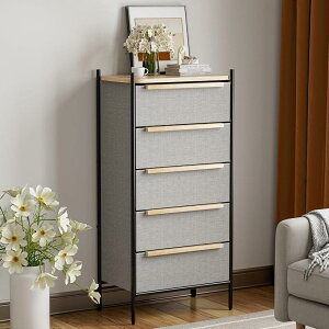 収納チェストタンス 大容量 引き出し 箪笥 布製 洋服タンス おしゃれ スリム 衣類収納 キャビネットリビングチェスト 寝室収納 軽量 コンパクト 転倒防止 安定感 CM (グレー, 奥行35cm x 幅57.7cm